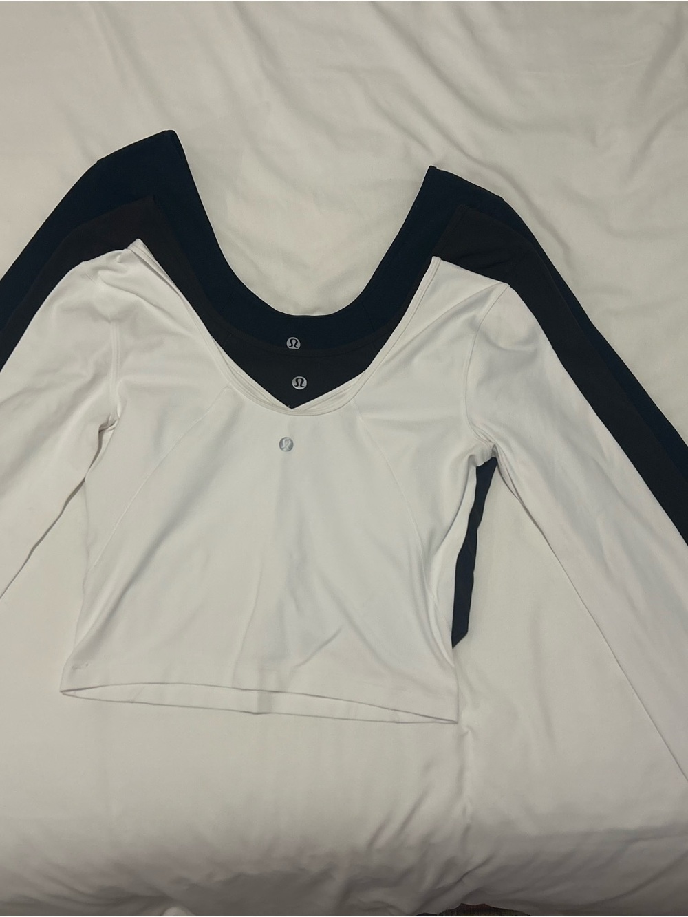 lululemon athletica Long Sleeve Scoop Neck Top - White with Black Layer
